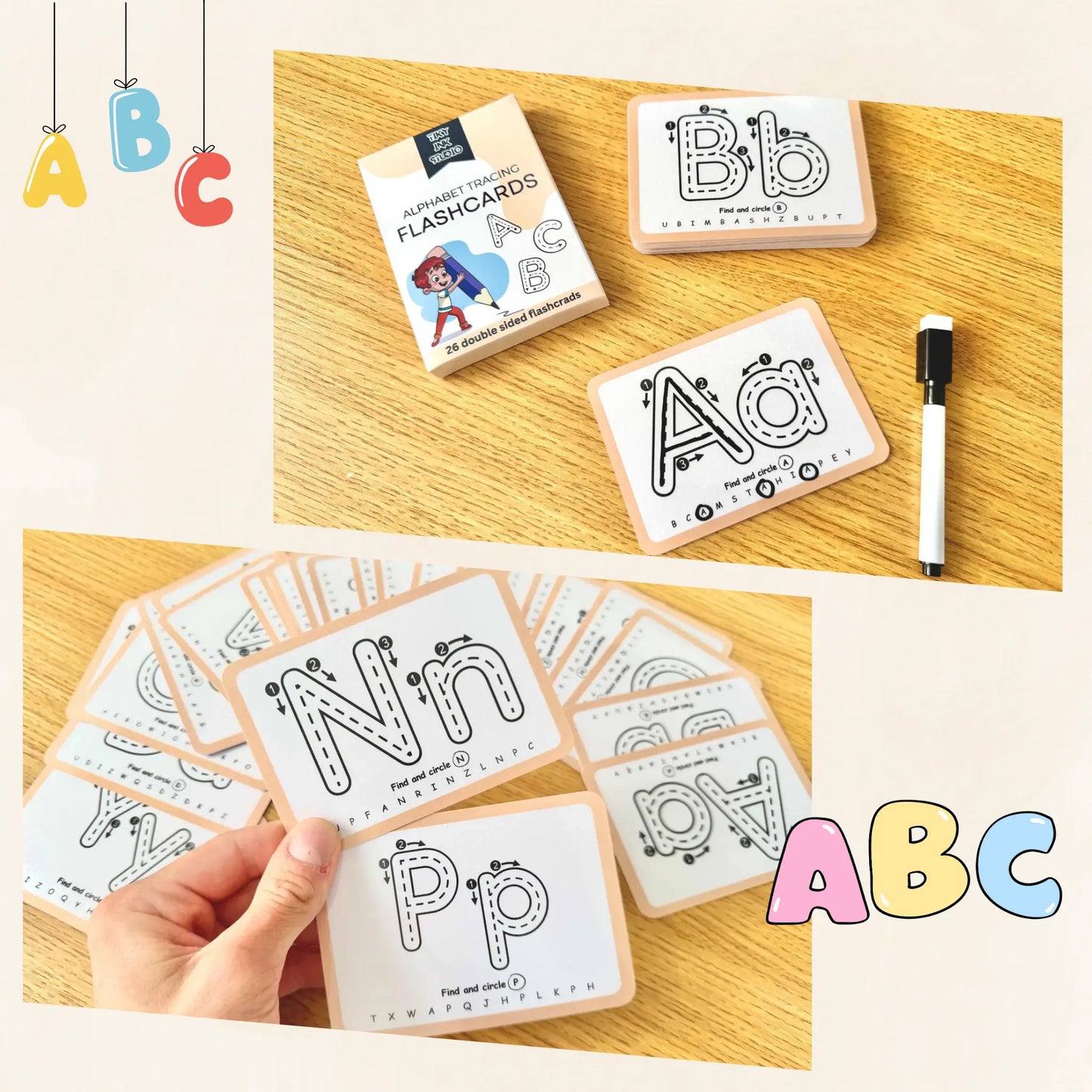 Alphabet Tracing Flashcards Tiky Ink Studio Flashcards Tiky Ink Studio