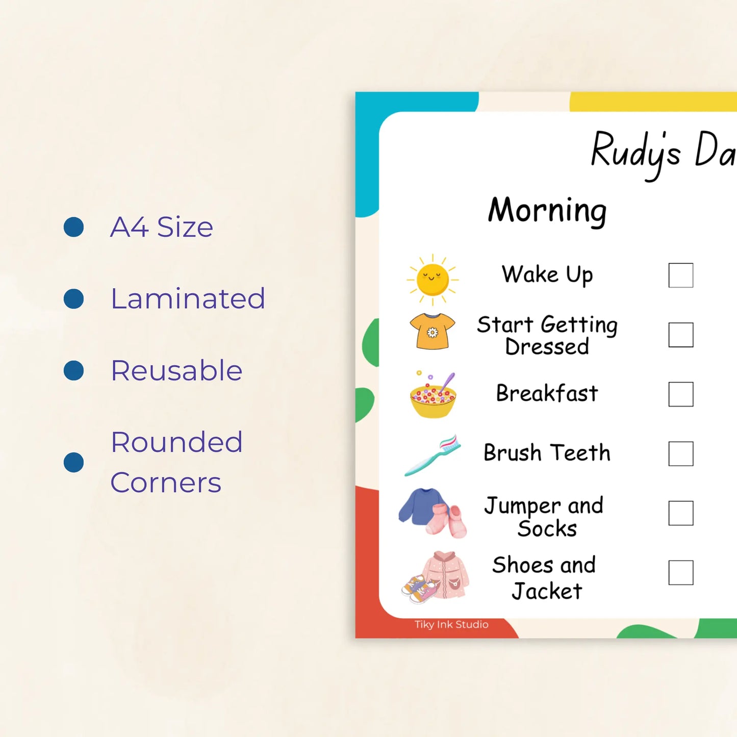 Daily Routine Chart with Morning & Evening Tasks Tiky Ink Studio  Tiky Ink Studio