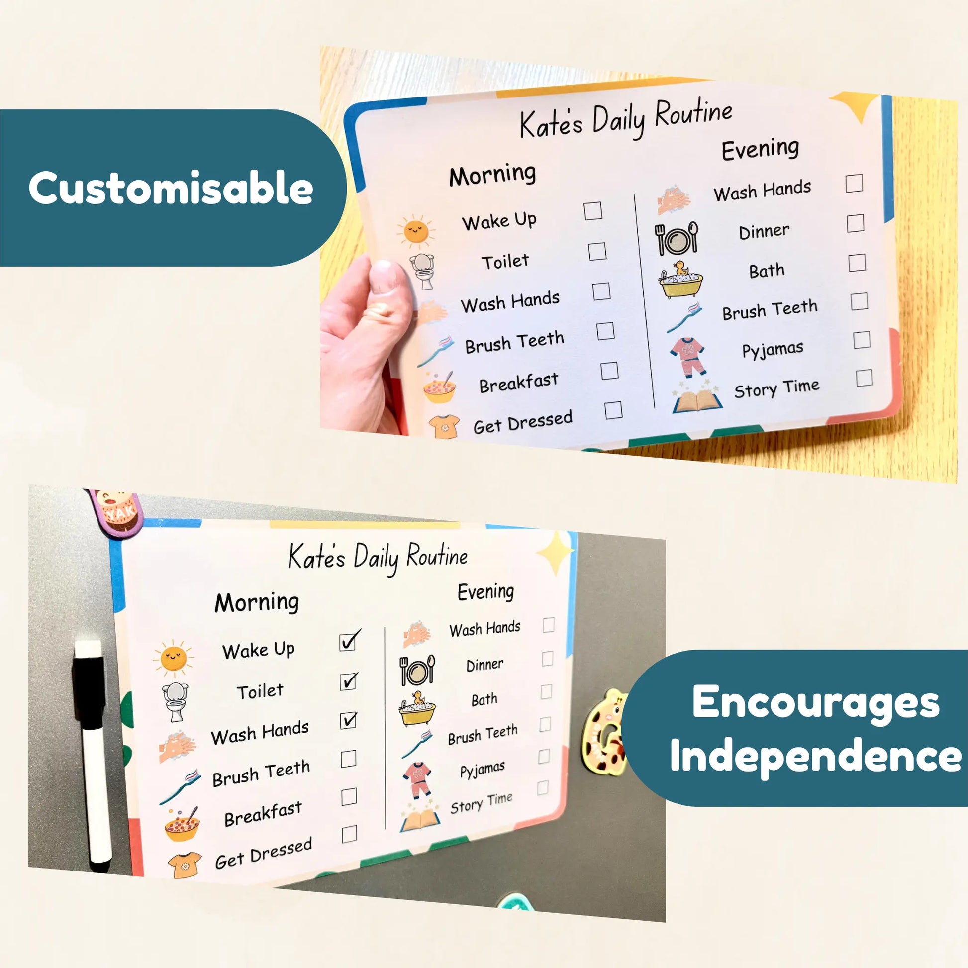 Daily Routine Chart with Morning & Evening Tasks Tiky Ink Studio  Tiky Ink Studio