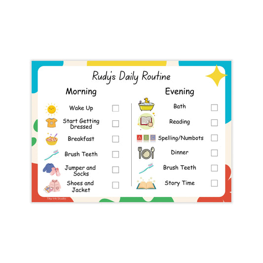 Daily Routine Chart with Morning & Evening Tasks Tiky Ink Studio  Tiky Ink Studio