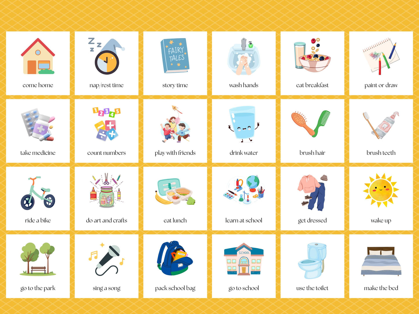 Daily Routine Cards Tiky Ink Studio Flashcards Tiky Ink Studio