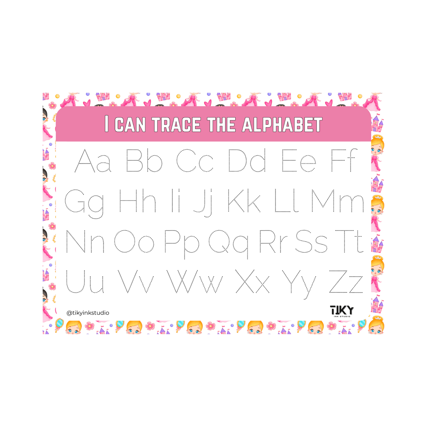 Tracing Alphabet Worksheet Tiky Ink Studio Worksheet Tiky Ink Studio