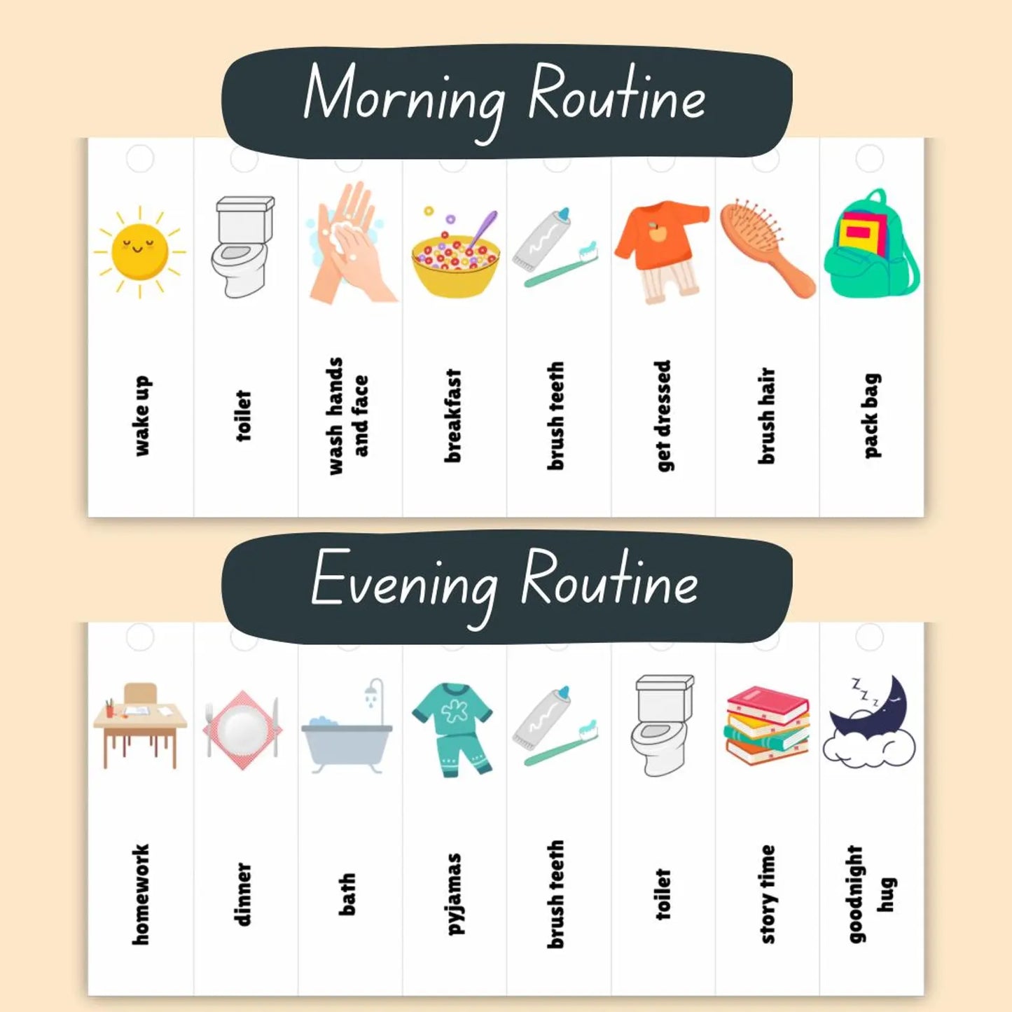 Morning & Evening Flip Routine Chart