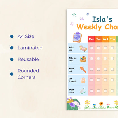 Personalised Weekly Chore Chart Tiky Ink Studio Planner Tiky Ink Studio