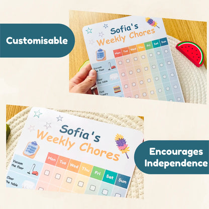 Personalised Weekly Chore Chart Tiky Ink Studio Planner Tiky Ink Studio
