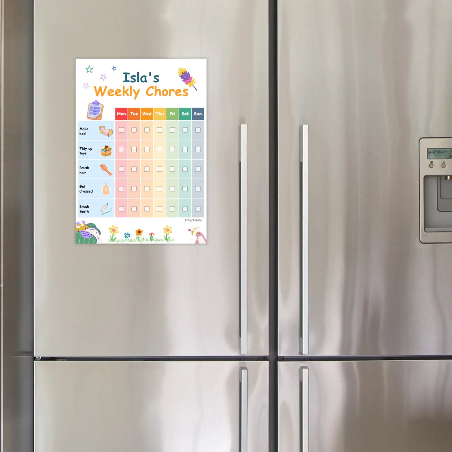 Personalised Weekly Chore Chart Tiky Ink Studio Planner Tiky Ink Studio
