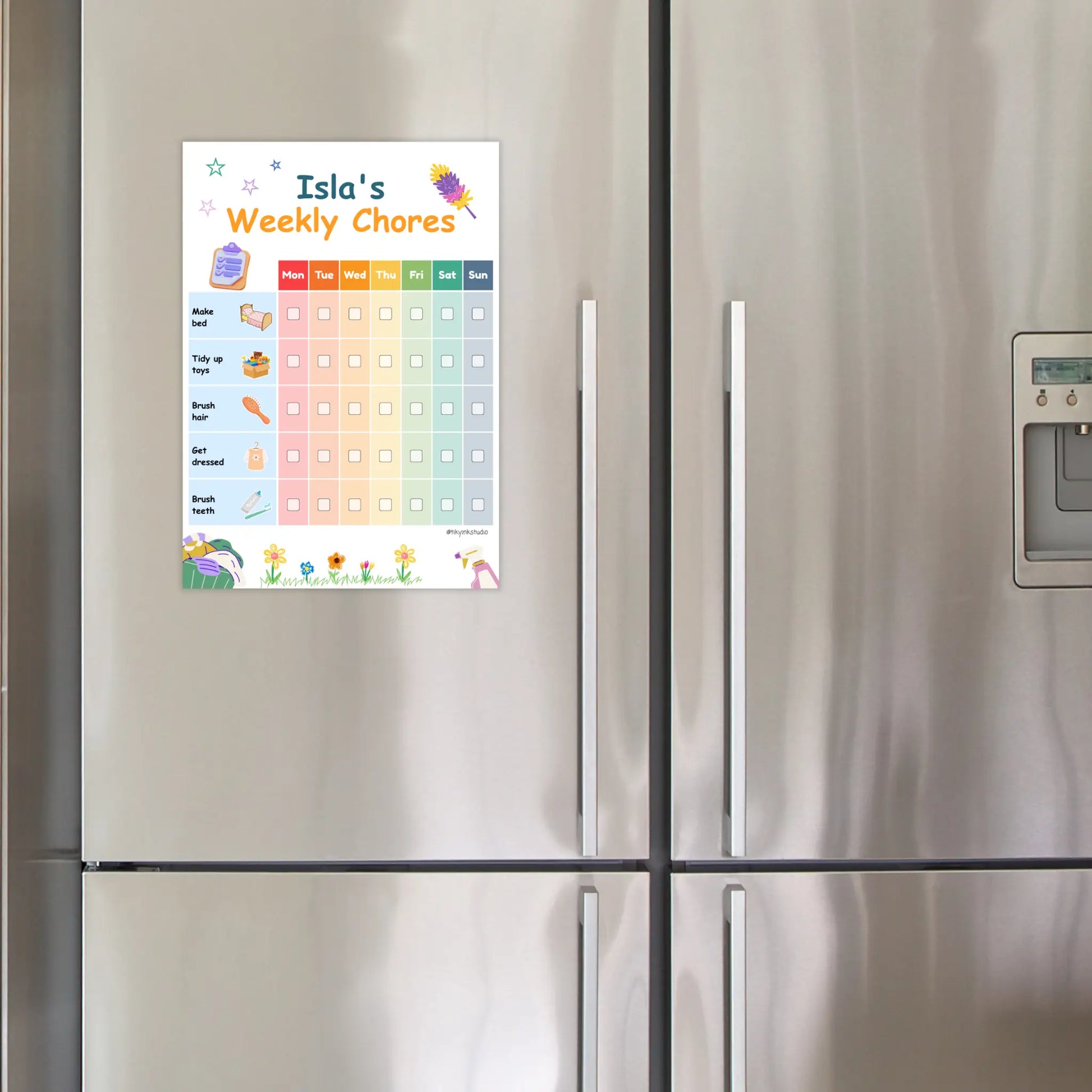 Personalised Weekly Chore Chart Tiky Ink Studio Planner Tiky Ink Studio