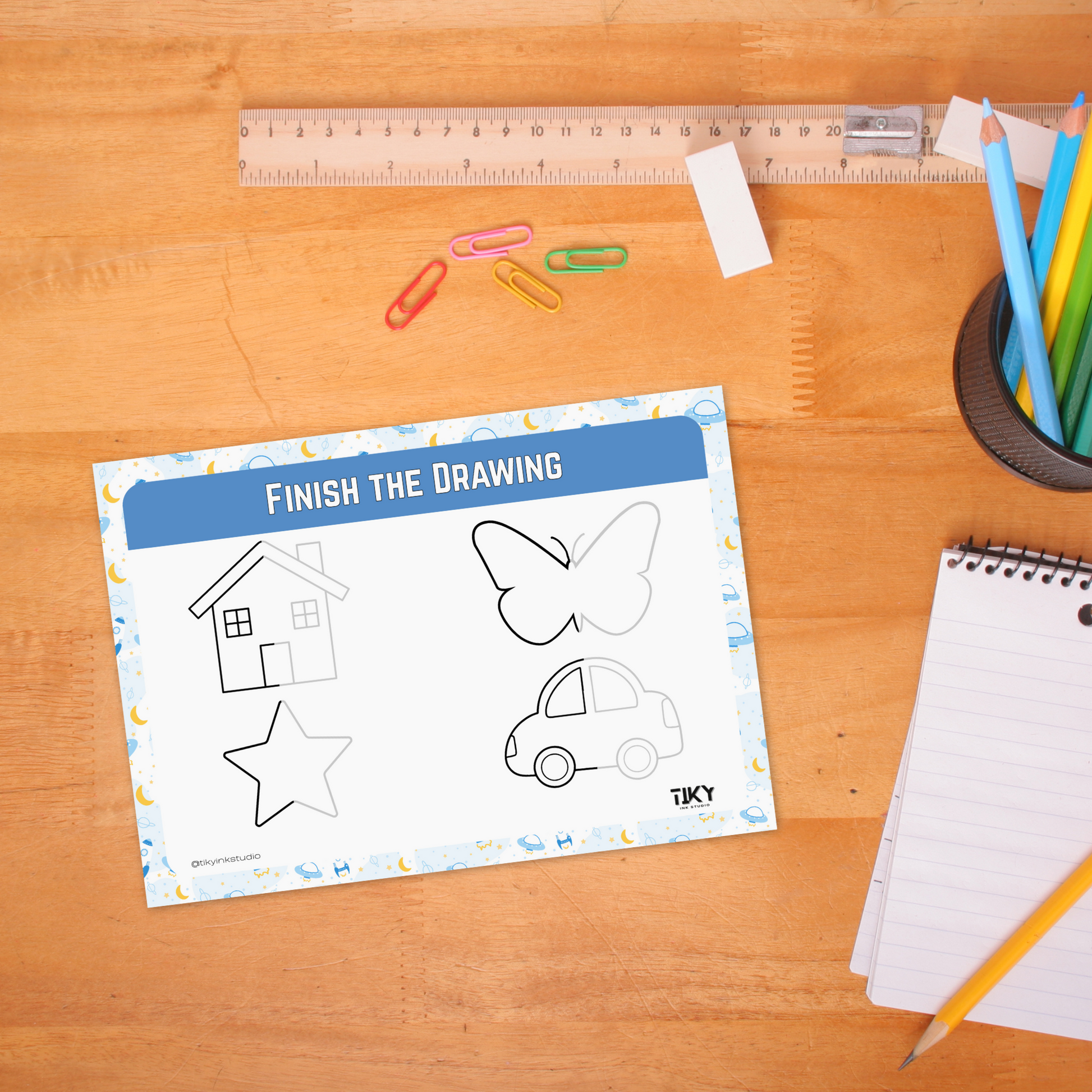 Finish the Drawing Worksheet for children, learning resources