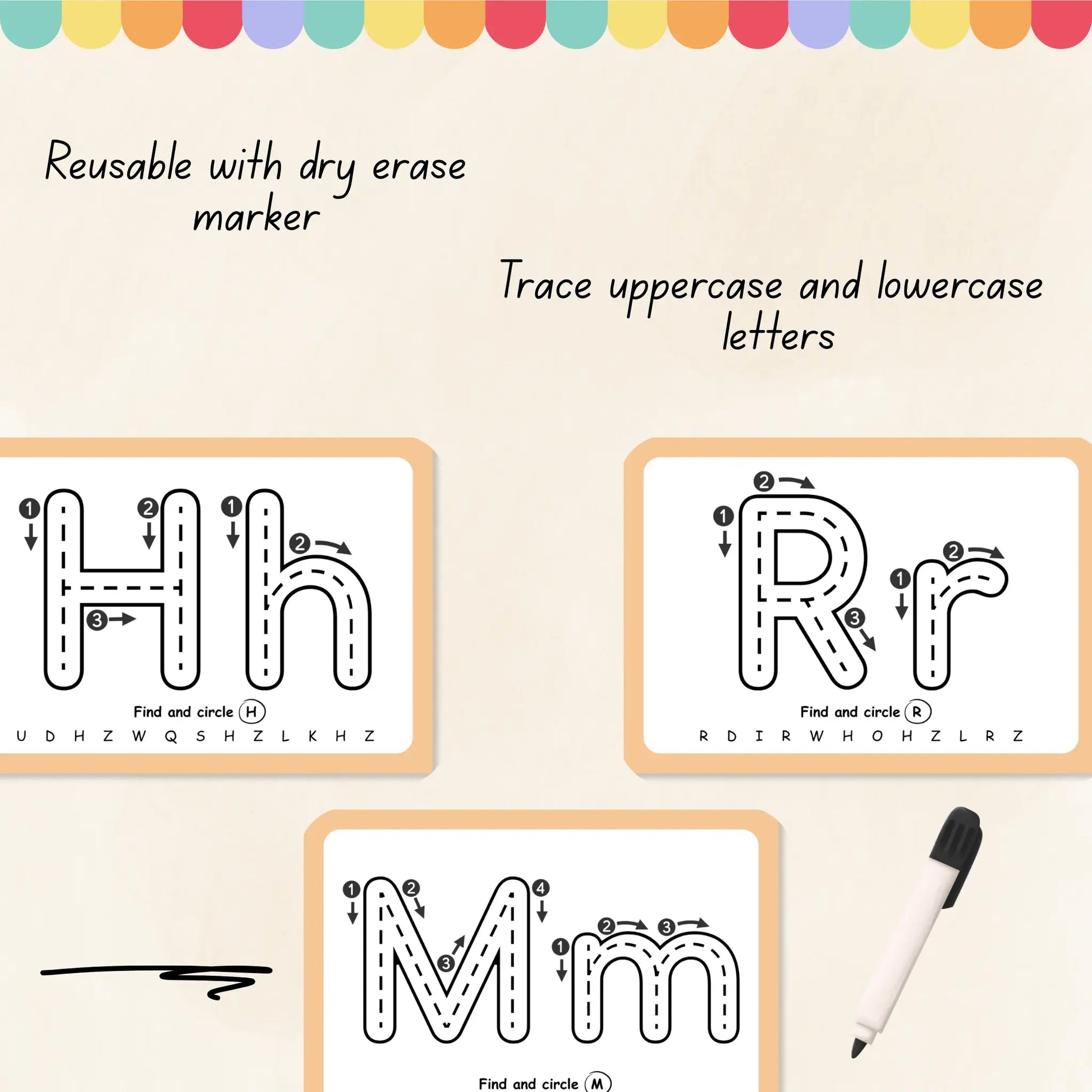 Alphabet Tracing Flashcards Tiky Ink Studio Flashcards Tiky Ink Studio