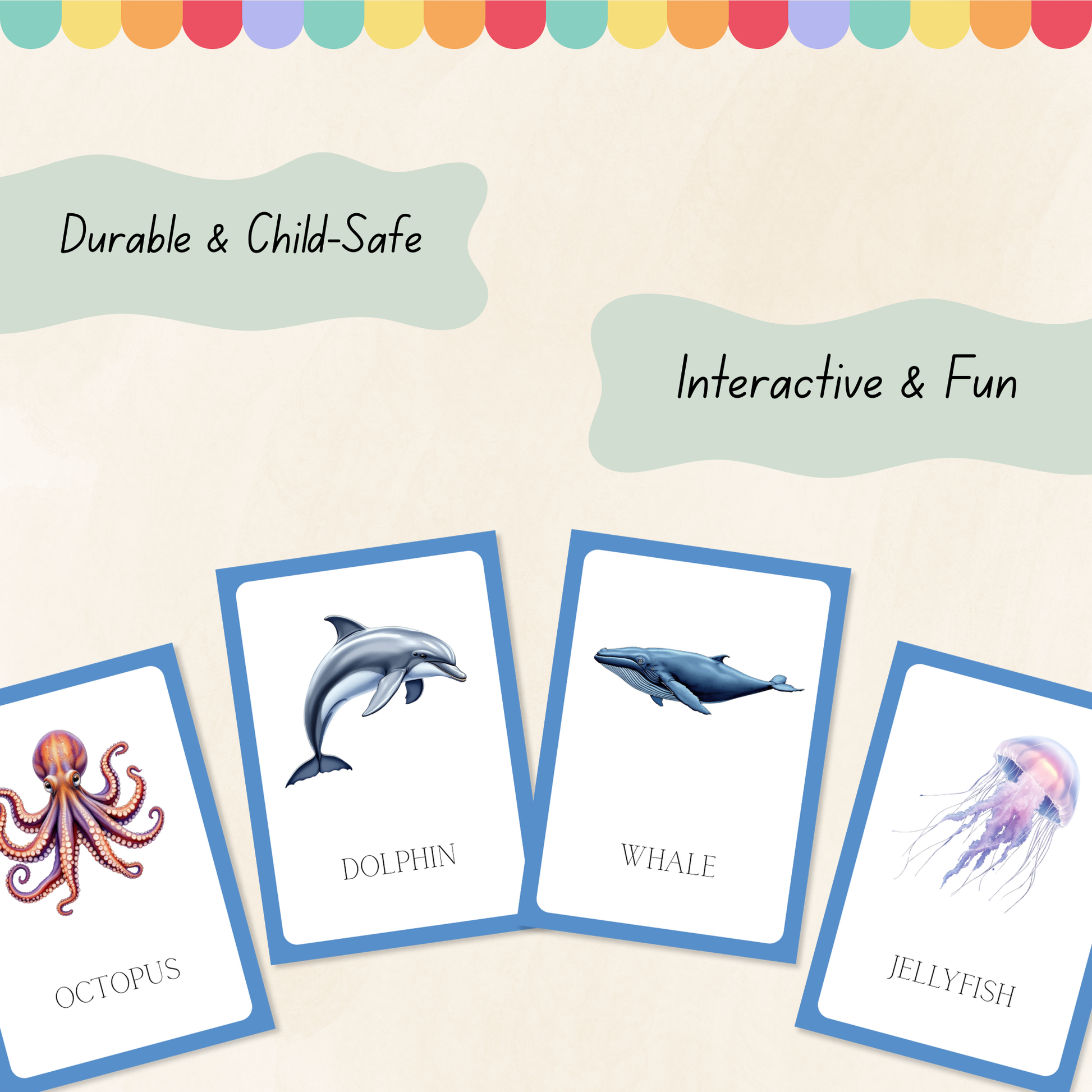 Aquatic Animals Flashcards Tiky Ink Studio Flashcards Tiky Ink Studio