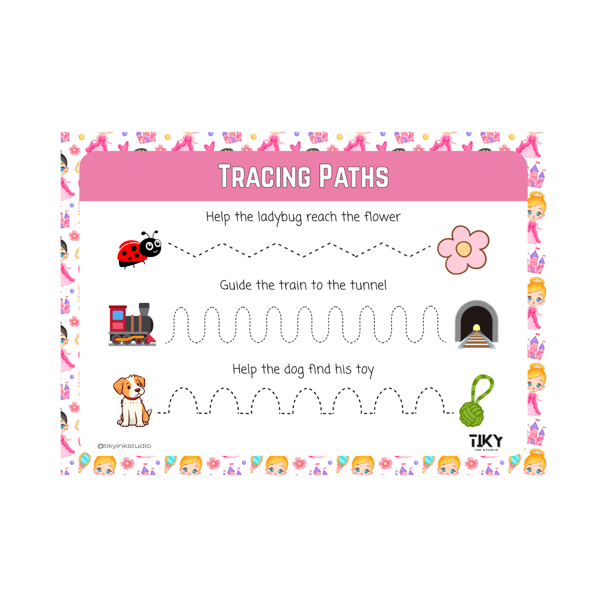 Tracing Paths Worksheet Tiky Ink Studio Worksheet Tiky Ink Studio