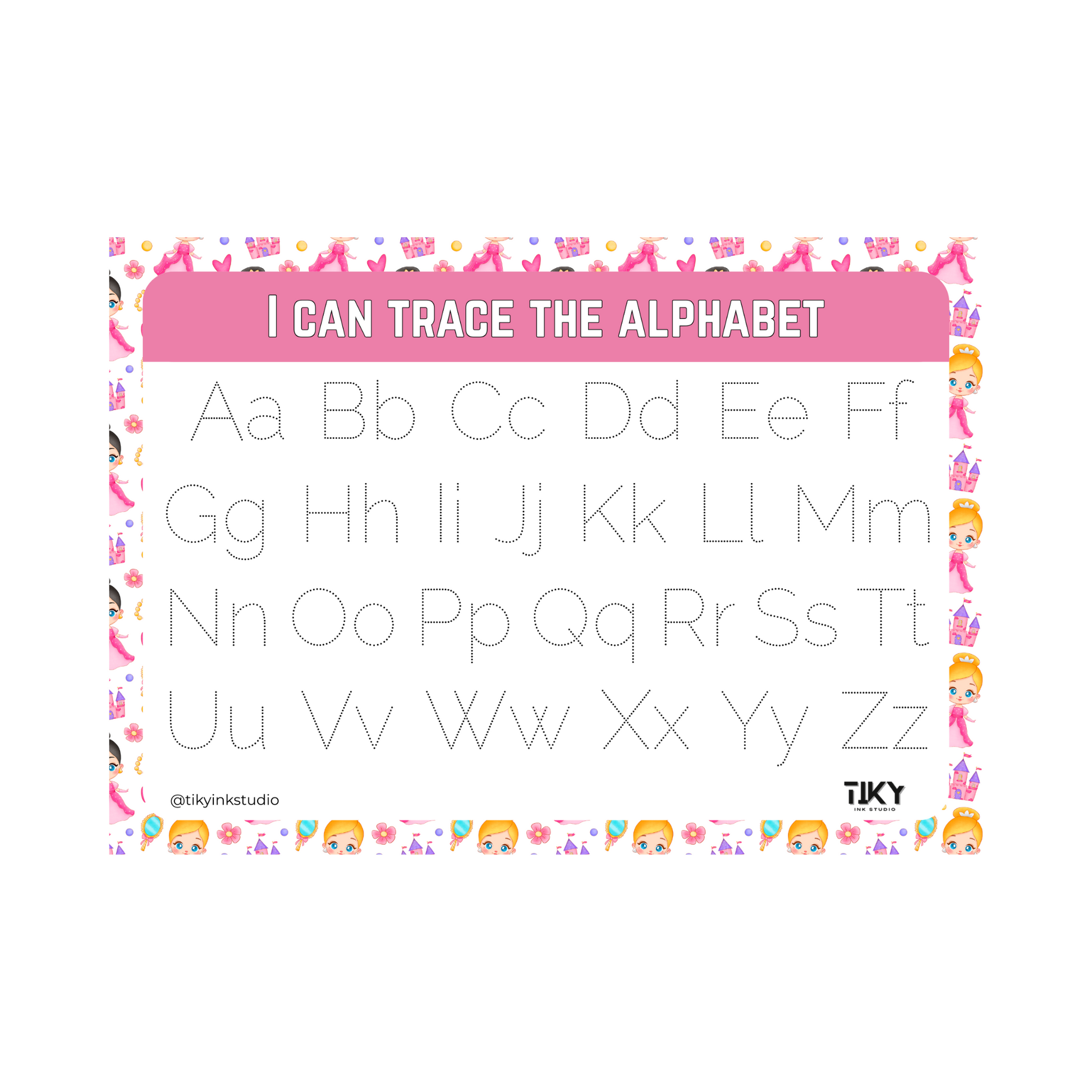 Tracing Alphabet Worksheet Tiky Ink Studio Worksheet Tiky Ink Studio