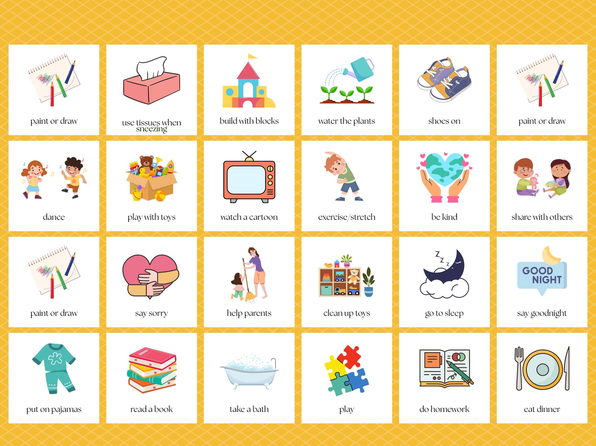 Daily Routine Cards Tiky Ink Studio Flashcards Tiky Ink Studio